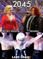 Britney Spears, Reanna and Lady Gaga in 2045