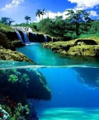 Split View Hawaii Waterfall