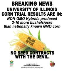 Univ Of IL Trial Results NON GMO Hybrids produced 3-10 more bushels per acre