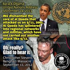 Obama United Nations Address 9-24-12 Forgets Benghazi and Claims Al Qaeda Has Not Attacked Since 911