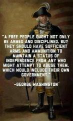 George Washington Quote about gun ownership by Americans
