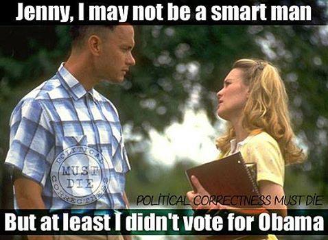 Forest Gump - I may not be a smart man but at least I did not vote for obama