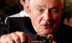 Spotted at the Crown and Cookie This Week -  David Seidler giving his Oscar a Drink