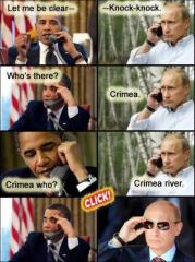 Putin plays Crimea  knock knock phone gag on Obama
