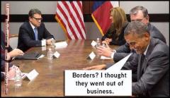 Rick Perry obama says Borders I thought they went out of business laughs