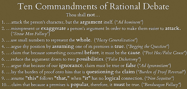 The Ten Commandments of Ratioinal Debate