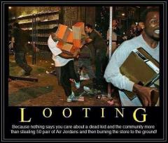Looting - because nothing says you care about a dead teen more than breaking in and stealing air jordans