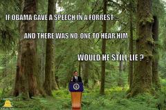 If obama gave a speech in a forest and no one could hear him would he still lie