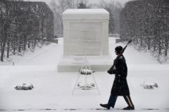 Tomb Sentinel 3rd US Infantry Regiment at the Tomb of the Unknown Soldier in Winter