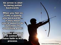 An arrow is shot by being pulled backward