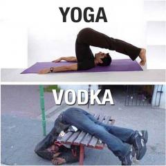 yoga position and vodka position