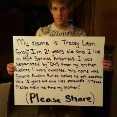 Help Tracy Leon Gray find his brother Shane Austin Rollek in Texas
