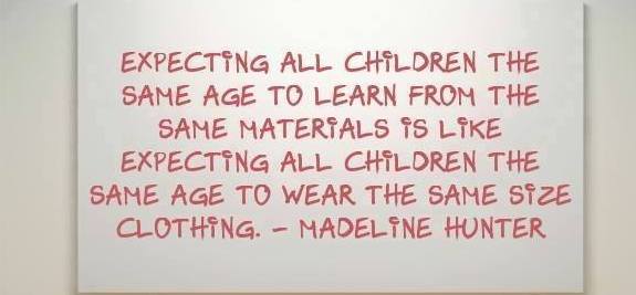 Expecting all children the same age to learn from the same materials Common Core