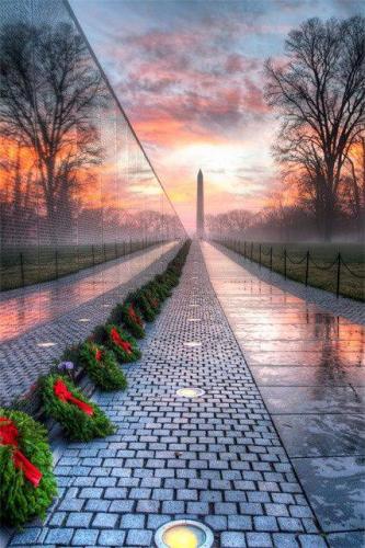 The Wall and Washington Memorial