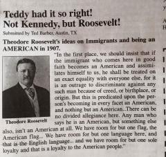 Teddy Roosevelt had it right about Immigrants