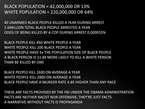Truth about Black and White population murder statistics