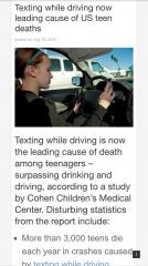 Texting while driving leading cause of US teen deaths