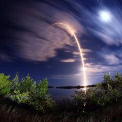 3 minute time exposure of atlas V ricket departing Cape Canaveral march 22 16