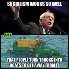 Socialism works so well people turn trucks into boats to get away from it