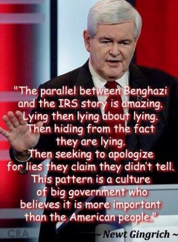 Parallel of IRS and Benghazi Stories Newt Gingrich quote