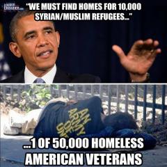 Obama caters to Syrian Refugees while ignoring homeless American Veterans