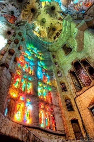 stained glass rainbow cathedral interior