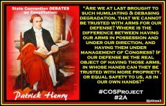 Patrick Henry Quote on having arms for our own defense