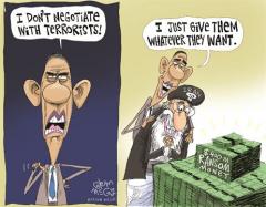 Obama does not negotiate with terrorists he just gives them what they want
