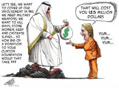 Clinton taking money to cover up Saudi Atrocities