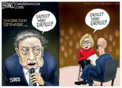 George Soros is on the other end of Hillary Clintons earpiece