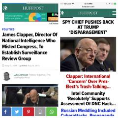 HuffPo Journalists MAKE UP YOUR MIND Is Clapper a perjured lying criminal or an unimpeachable reliable witness
