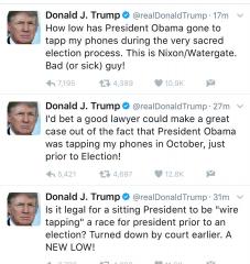 Trumps Tweets About OBAMAGATE Trump Tower Wire tapping