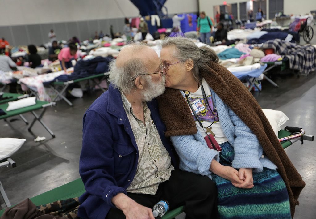 Hurricane Harvey survivors kiss
