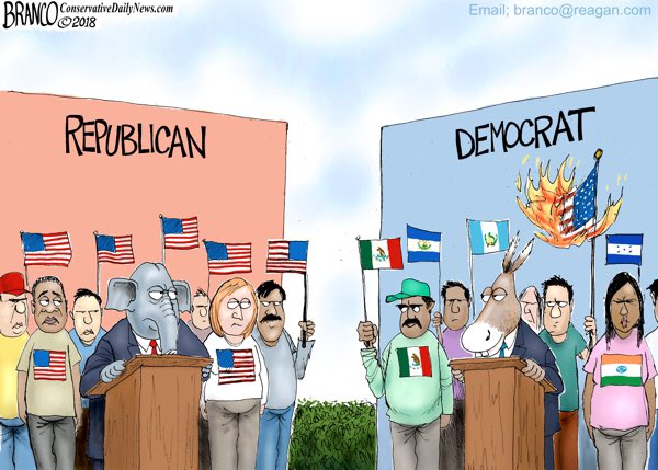 The difference between Republicans and Democrats Branco Cartoon