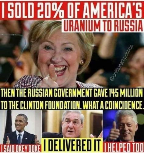 Hillary Obama Mueller and Bill Clinton Uranium Crimes against America