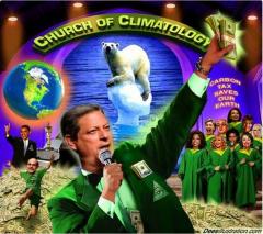 Al Gore preaching in the church of climatology