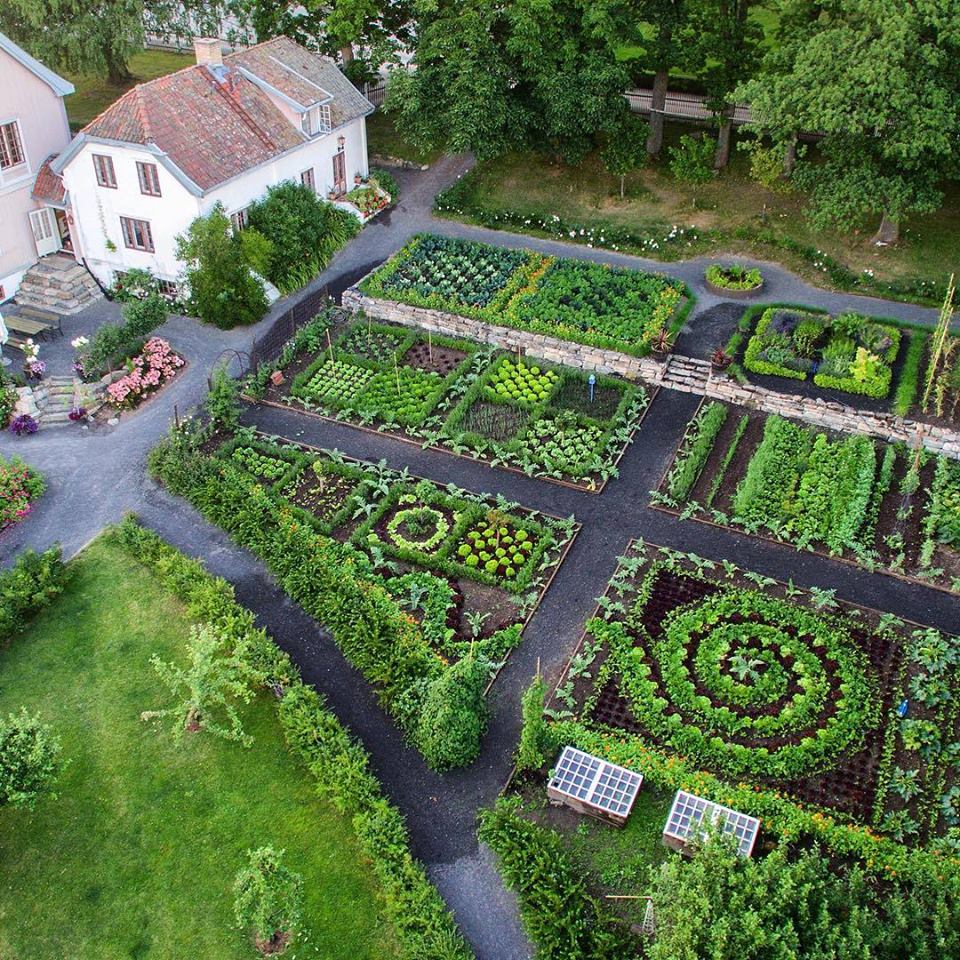 Hovelsrud Gård, historic garden reconstruction in Helgøya island, Hedmark, Norway
