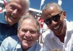 The three globalist stooges Clinton Bush and Obama