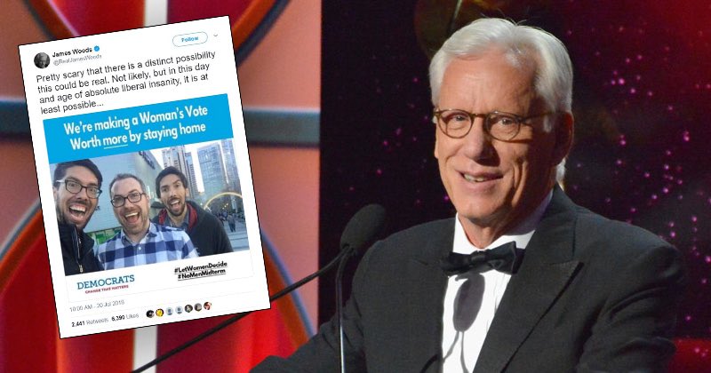 The Tweet that got James Woods banned from Twitter for possible election interference