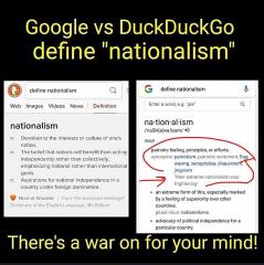 Google vs DuckDuckGo definition of nationalism