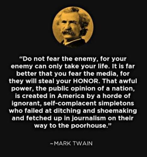 Mark Twain quote about journalists and the media