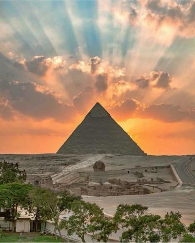 Sunset Over the Pyramids in Giza