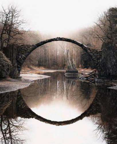 The circle of light. Rakotzbrücke, Germany.