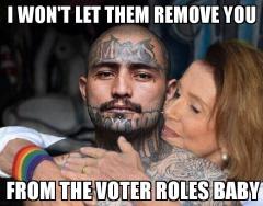 DO NOT WORRY Mama Pelosi will not let America remove m13 from the voter rolls