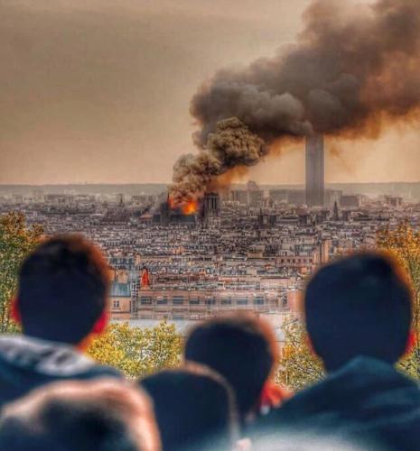 People watch Notre Dame burn from afar