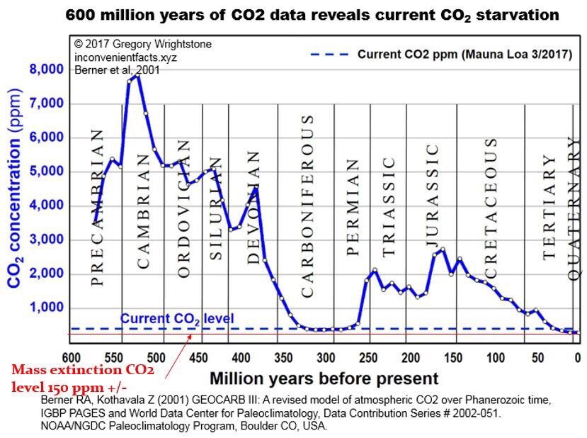 600 million years of co2 data reveals current co2 starvation