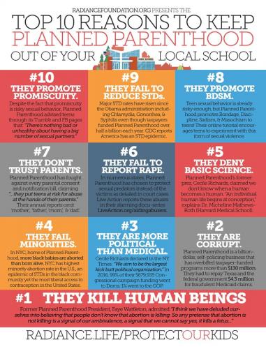 10 Reasons - Planned Parenthood out of Schools