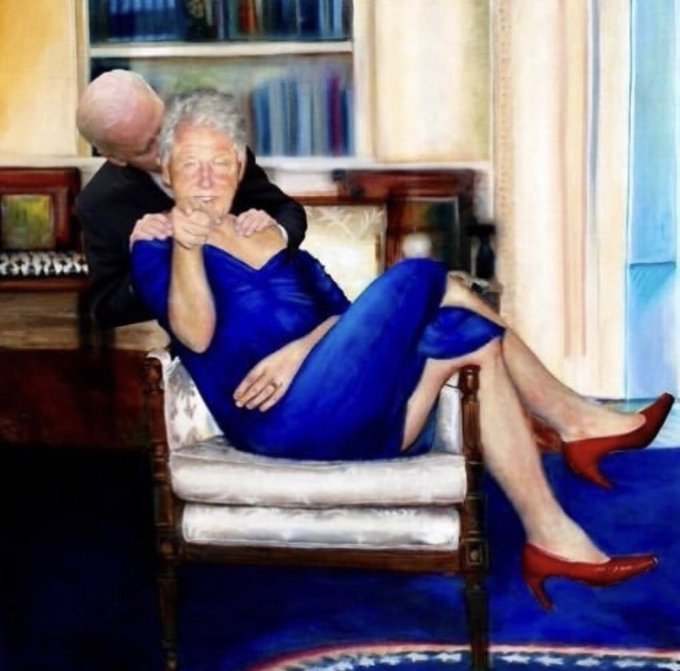 Pervy Uncle Joe Biden Sniffing Pervy Bill Clintons Hair