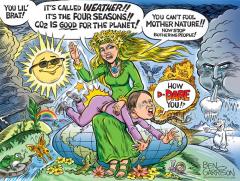 Mother Nature gives Greta Thunburg a well deserved spanking Ben Garrison Cartoon GrrrGraphics