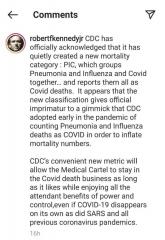 CDC CREATED NEW MORTALITY CATEGORY REPORTS PNEUMONIA INFLUENZA AND COVID19 TOGETHER ALL LABELED COVID DEATHS